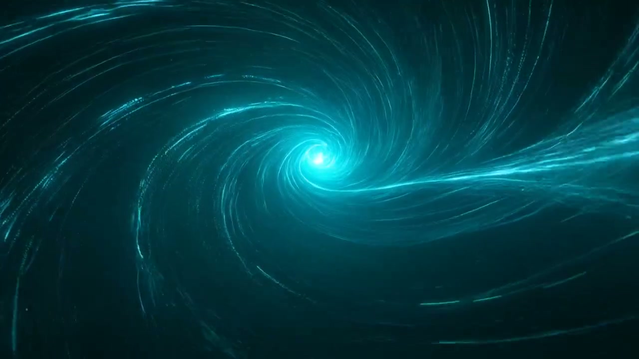 Spiral of cyan data streaks