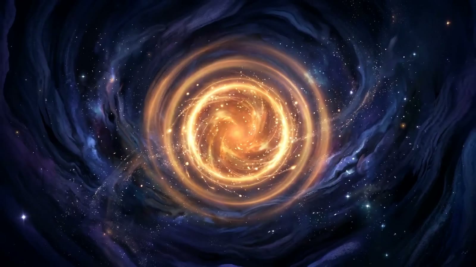 An indigo galaxy slowly zooming out into stillness