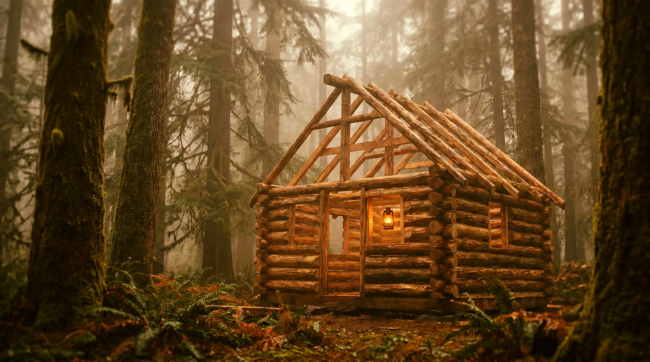 Forest clearing, morning light